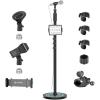 imageCAHAYA Mic Stand Floor Detachable  Microphone Stand Heavy Duty with Weighted Round Base Phone Holder and 2 Mic Clips Portable Mic Stands Height Adjustable 50quot to 64quot for Singing Performance StageConnectortype