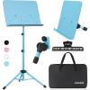 imageCAHAYA Music Stand for Sheet Music  Dualuse Converts to Desktop Stand Portableampamp Foldable 31457in Height Adjustable Sturdy Tray Holds Thick Books or Tablets 5 in 1 Package with Carrying Bag Sheet Music FolderBlue