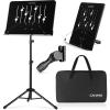 imageCAHAYA Music Stand for Sheet Music Dualuse Sheet Music Stand Floor Music Book Stand Portable Height Adjustable from 31457in with Tabletop Support Carrying Bag and Clip Unique Quaver DesignQuaver Design