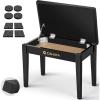 imageCAHAYA Piano Bench with Storage Compartment  Piano Stool Chair Seat with 12in Thick Padded Cushion Keyboard Bench Piano for Children and Adults Black