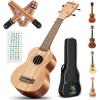 imageCAHAYA Soprano Ukulele for Beginner 21 Inch Ukulele Kit Starter with Carrying Bag Shoulder Strap Fretboard Stickers for Both Adults and Kids in Mahogany CY0335Golden Brown