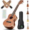 imageCAHAYA Soprano Ukulele for Beginner 21 Inch Ukulele Kit Starter with Carrying Bag Shoulder Strap Fretboard Stickers for Both Adults and Kids in Mahogany CY0335Dark Brown