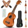 imageCAHAYA Soprano Ukulele for Beginner 21 Inch Ukulele Kit Starter with Carrying Bag Shoulder Strap Fretboard Stickers for Both Adults and Kids in Mahogany CY0335Brown