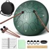 imageCAHAYA Steel Tongue Drum Set 6 Inch 8 Notes Steel Hand Drum with Music Book Drum Mallets Finger Paddles and Carry Bag for Kids Gift Musical Education Meditation Yoga CY0359Stone green