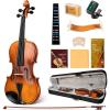 imageCAHAYA Violin 44 Full Size  Full Wooden Violin Set for Beginners Kids Adults Students Violin Kit with Hard Travel Case Shoulder Rest Extra Strings TunerLacquer