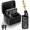 imageCAHAYA Wireless Guitar System with Charging Case 24GHz Audio Transmission System Rechargeable 4 Channels Guitar Transmitter Receiver System For Acoustic Electric Guitar Bass Musical Instruments