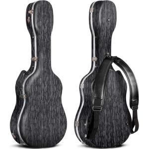 imageCAHAYA 41 Inch ABS Hard Guitar Bag Acoustic Guitar Case Waterproof 06 Inch Thick Padding for Acoustic Classical Guitars Black CY0246