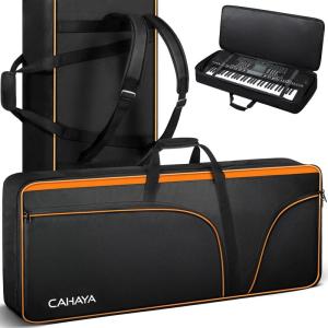 imageCAHAYA 61 Key Keyboard Case Electric Keyboard Piano Gig Bag Portable 600D Oxford Cloth 12mm05inch Thick Padded Case with Side Handles and Adjustable Shoulder Straps CY031561 Keys