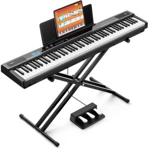 imageCAHAYA 88Key Digital Piano Keyboard  Semi Weighted Electric Piano for Beginners with Double Xshaped Stand 3 Pedals and a Sheet Music Holder