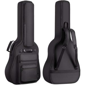 imageCAHAYA Acoustic Guitar Bag Thick Padding Waterproof Dual Adjustable Shoulder Strap Guitar Case Gig Bag 40 41 inch with Back Hanger Loop6 Pockets Black03in