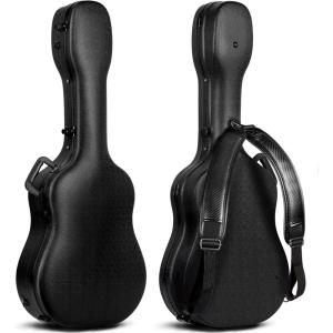 imageCAHAYA Acoustic Guitar Case ABS Waterproof Hard Case 41 Inch Gig Bag 06 Inch Thick Padding for Acoustic Classical Guitars Navy CY0247Black