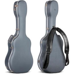 imageCAHAYA Acoustic Guitar Case ABS Waterproof Hard Case 41 Inch Gig Bag 06 Inch Thick Padding for Acoustic Classical Guitars Navy CY0247Blue