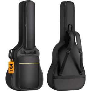 imageCAHAYA Acoustic Guitar Case Gig Bag Soft Padded 41 In Waterresistent Guitar Backpack with Back Handle Loop and Large Top Pocket 03 In Thick Black CY0177