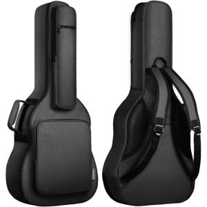 imageCAHAYA Acoustic Guitar Case Soft Padded Guitar Bag 07 In Thick Sponge Reinforced Gig Bag with 5 PocketsNeck CradleBack Hanger Loop for 39 40 41 In Acoustic Classical Guitars CY0244black