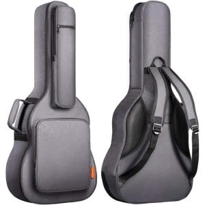 imageCAHAYA Acoustic Guitar Case Soft Padded Guitar Bag 07 In Thick Sponge Reinforced Gig Bag with 5 PocketsNeck CradleBack Hanger Loop for 39 40 41 In Acoustic Classical Guitars CY0244gray