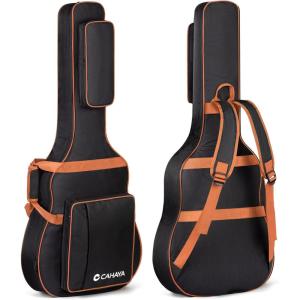 imageCAHAYA Acoustic Guitar Gig Bag 035inch Padded Guitar Bag Soft Denim Guitar Case with Three Large Storage Pockets Guitar Case Cover for 40 41 42 Inch GuitarsBlack