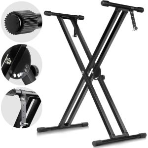 imageCAHAYA Adjustable Keyboard Stand Double Braced X Style Digital Piano Stand with Locking Straps for 61 76 88 Keys CY0245