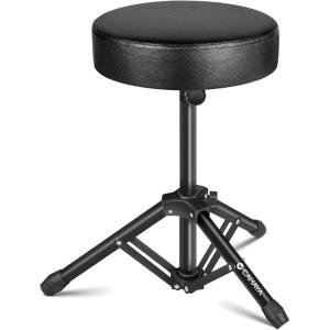 imageCAHAYA Drum Throne Saddle Seat  Drum Stool Height Adjustable Padded Drum Chair with Double Braced AntiSlip Feet for Drummers Adult Kids BlackStandard
