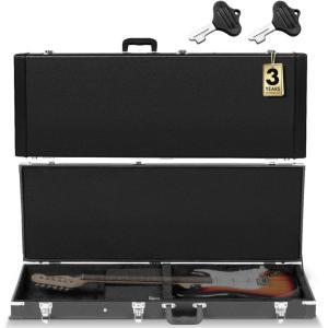 imageCAHAYA Electric Guitar Hard Shell Case  Portable Square Hardshell for Standard Electric Guitar  Black