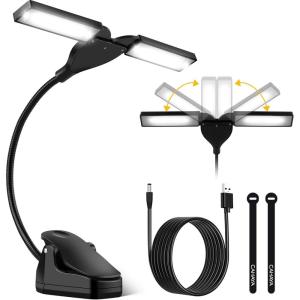 imageCAHAYA Folding Music Stand Light 28 Led Super Bright Clip on Lamp 3 Color 39in 180Foldable Panels Perfect for Piano Sheet Music Guitar Book Reading