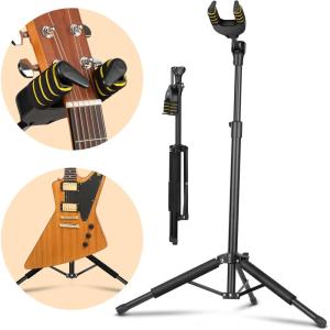 imageCAHAYA Guitar Stand Acoustic Floor Tripod Guitar Stands Universal Guitar Holders for Acoustic Electric Classical Bass Guitars CY0283