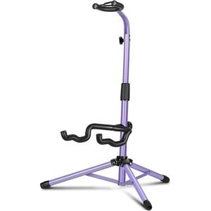 imageCAHAYA Guitar Stand Floor  Folding Universal Guitar Holder for Acoustic Electric Guitars Bass Guitar Adjust Height from 307 to 37 In Folding Tripod Guitar Stands with Neck HolderPurple Tube