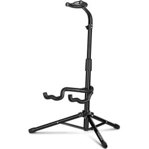 imageCAHAYA Guitar Stand Floor  Folding Universal Guitar Holder for Acoustic Electric Guitars Bass Guitar Adjust Height from 307 to 37 In Folding Tripod Guitar Stands with Neck HolderBlack Tube