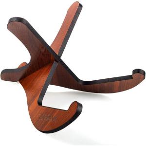 imageCAHAYA Guitar Stand Floor Wooden  Portable Universal Guitar Holder Xframe Instrument Holder Thickened Plywood with PU Cover for Acoustic Electric Bass Classical GuitarsLight Brown