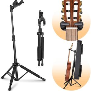 imageCAHAYA Guitar Stand Universal with Neck Holder Folding Tripod Floor Iron Stand for Acoustic Electric Classical Bass Guitars CY0265