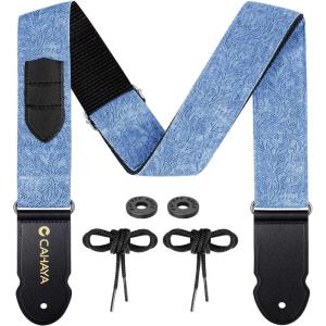 imageCAHAYA Guitar Strap Adjustable Length 37 to 60 inch for Acoustic Electric Classical Guitars and BassBlue