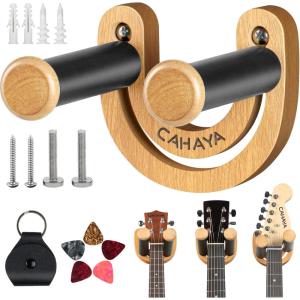 imageCAHAYA Guitar Wall Mount Hanger Adjustable UShaped Hook with 5 Picks and 1 Pick Bag for Acoustic Electric Bass Banjo Ukulele Mandolin CY02971 Pack