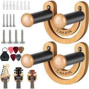 imageCAHAYA Guitar Wall Mount Hanger Adjustable UShaped Hook with 5 Picks and 1 Pick Bag for Acoustic Electric Bass Banjo Ukulele Mandolin CY0297Stylish