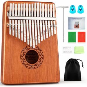imageCAHAYA Kalimba Thumb Piano Portable  17Keys Finger Piano Marimbas with Carrying Bag Tune Hammer Musical Instruments Gift for Kid Adult Beginners CY0338