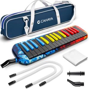 imageCAHAYA Melodica 37 Keys with Carrying Bag and 2 with Mouthpieces Air Piano Keyboard Musical Instrument for Kids and Adults BlackModel CY0049132 KeysVibrant