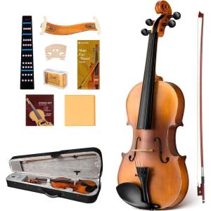 imageCAHAYA Violin 44 Full Size  Full Wooden Violin Set for Beginners Kids Adults Students Violin Kit with Hard Travel Case Shoulder Rest Extra Strings TunerMatteWood