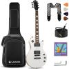 imageCAHAYA Electric Guitar Kit 39 In  Full Size LP Beginner Electric Sett with Solid Okoume Body 2 Humbucker Pickups Maple Neck Gig Bag Strap Cable for Adults Teen BlackWhite