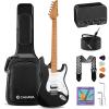 imageCAHAYA Electric Guitar Kit Beginner  39in Guitar Set Adults with Roasted Maple Neck HSS Pickup Solid Okoume Body Electric Guitar with Gig Bag Amplifier Strap Strings Cable Picks Black