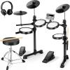 imageCAHAYA Electric Drum Set Beginner  Electronic Drum Set Portable 150 Sounds 15 Kits Drum Kit Basic with 2 Pedals 2 Drumsticks Headphones Throne USBMIDI Compatibility for Adults and Kids