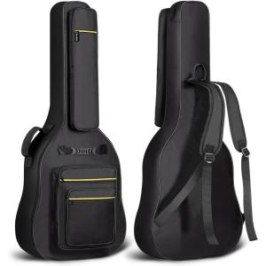 imageCAHAYA 44 Inch Guitar Bag Multipockets for Jumbo and Dreadnought Yellow Line Guitar Case 047in Thick Padding Water Resistent Dual Adjustable Shoulder Strap Gig Bag with Back Hanger Loop CY0284