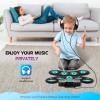imageCAHAYA Electronic Drum Pad Set Dual Speakers Portable 9pads Electric Practice Drum MIDI Gam Great Gift for Music Beginners