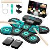 imageCAHAYA Electronic Drum Pad Set Dual Speakers Portable 9pads Electric Practice Drum MIDI Gam Great Gift for Music Beginners