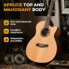 imageCAHAYA Acoustic Guitar Beginner Set  41 Full Size Spruce Top Mahogany Body with Okoume Neck Rosewood Fingerboard GA Cutaway Design Balanced Rich Tone with Gig Bag Strap Capo Strings amp Picks