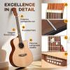 imageCAHAYA Acoustic Guitar Beginner Set  41 Full Size Spruce Top Mahogany Body with Okoume Neck Rosewood Fingerboard GA Cutaway Design Balanced Rich Tone with Gig Bag Strap Capo Strings amp Picks