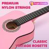 imageCAHAYA Classical Guitar Kit 30 Kids Guitar Set with Okoume Neck Case Bag Nylon Strap Picks Musical Gift for Beginners Girls