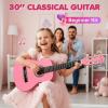 imageCAHAYA Classical Guitar Kit 30 Kids Guitar Set with Okoume Neck Case Bag Nylon Strap Picks Musical Gift for Beginners Girls