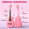 imageCAHAYA Classical Guitar Kit 30 Kids Guitar Set with Okoume Neck Case Bag Nylon Strap Picks Musical Gift for Beginners Girls