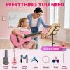 imageCAHAYA Classical Guitar Kit 30 Kids Guitar Set with Okoume Neck Case Bag Nylon Strap Picks Musical Gift for Beginners Girls
