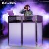 imageCAHAYA DJ Booth Stand Portable  DJ Table Facade for Laptop amp Controller Double Top Corners Black amp White Scrims for Lighting Easy Setup Foldable Storage with Bag 40L x 20Wblack