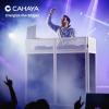imageCAHAYA DJ Booth Stand Portable  DJ Table Facade for Laptop amp Controller Double Top Corners Black amp White Scrims for Lighting Easy Setup Foldable Storage with Bag 40L x 20Wwhite