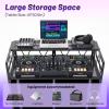 imageCAHAYA DJ Booth Stand Portable  DJ Table Facade for Laptop amp Controller Double Top Corners Black amp White Scrims for Lighting Easy Setup Foldable Storage with Bag 40L x 20Wblack